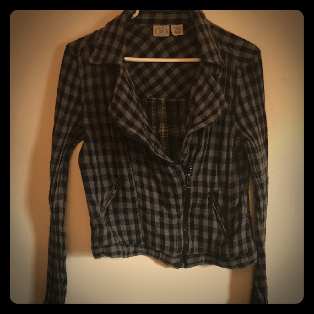 Flannel asymmetrical jacket